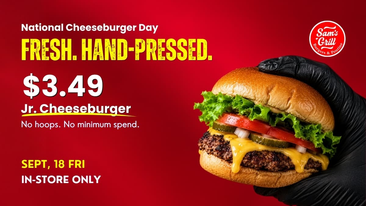 Celebrate National Cheeseburger Day in Cambridge with a $3.49 Jr. Cheeseburger!